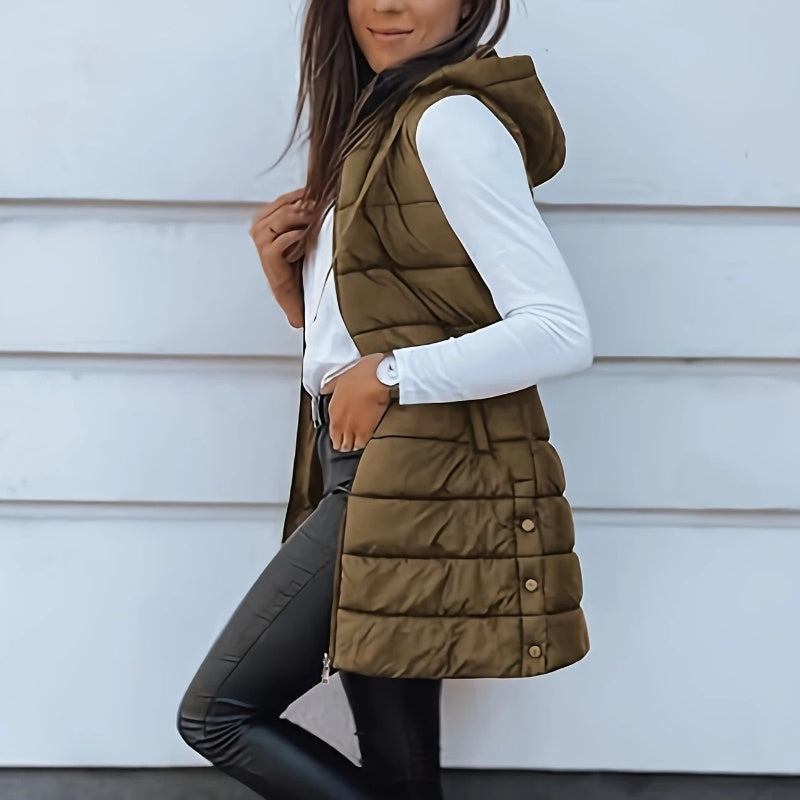 Women’s Zip-Up Long Puffer Vest