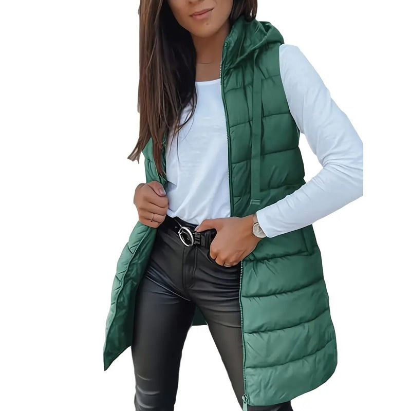 Women’s Zip-Up Long Puffer Vest