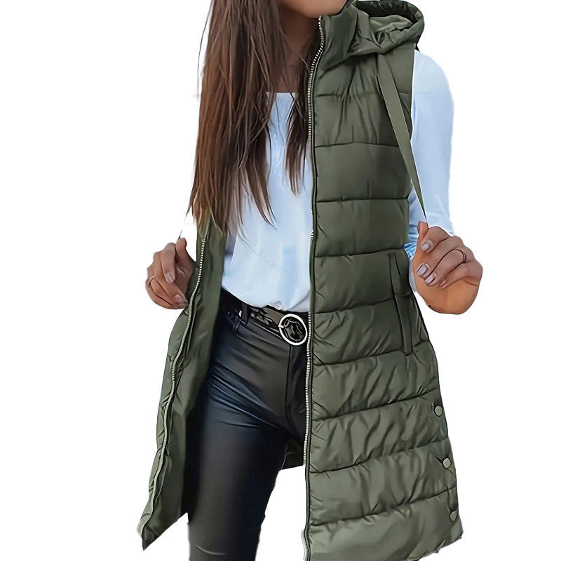 Women’s Zip-Up Long Puffer Vest