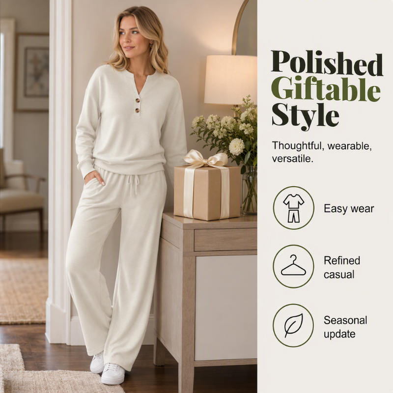 🖤 BLACK FRIDAY SALE 🖤 ☁️ Women's Top & Wide-Leg Pants Set | Relaxed Fit & Effortless Style