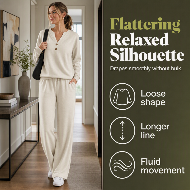 🖤 BLACK FRIDAY SALE 🖤 ☁️ Women's Top & Wide-Leg Pants Set | Relaxed Fit & Effortless Style