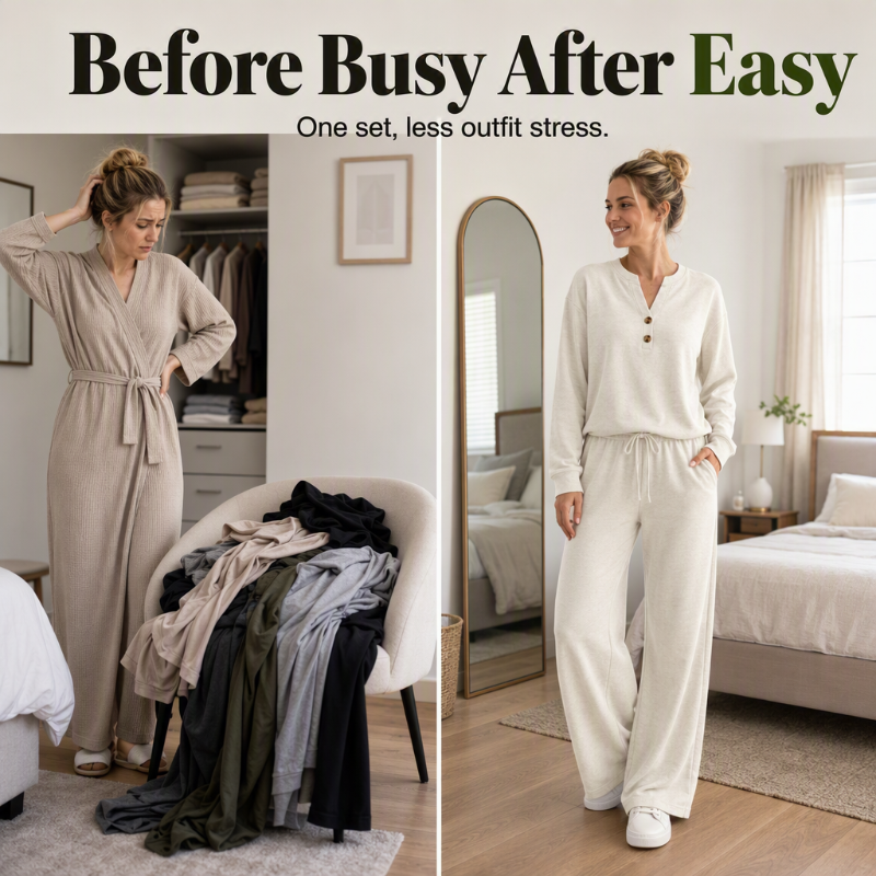 🖤 BLACK FRIDAY SALE 🖤 ☁️ Women's Top & Wide-Leg Pants Set | Relaxed Fit & Effortless Style