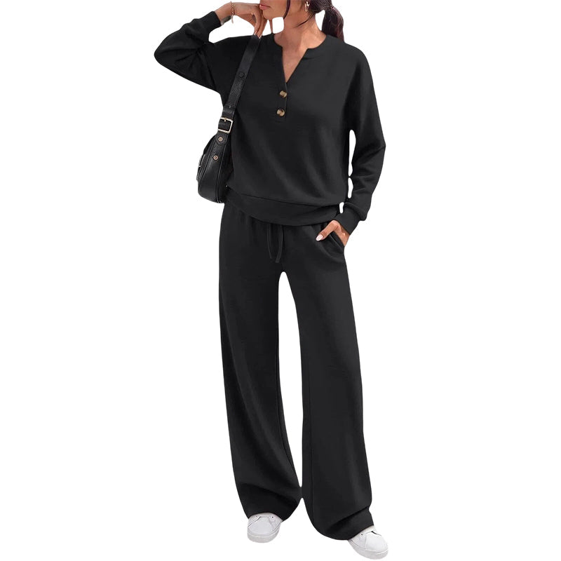 🖤 BLACK FRIDAY SALE 🖤 ☁️ Women's Top & Wide-Leg Pants Set | Relaxed Fit & Effortless Style