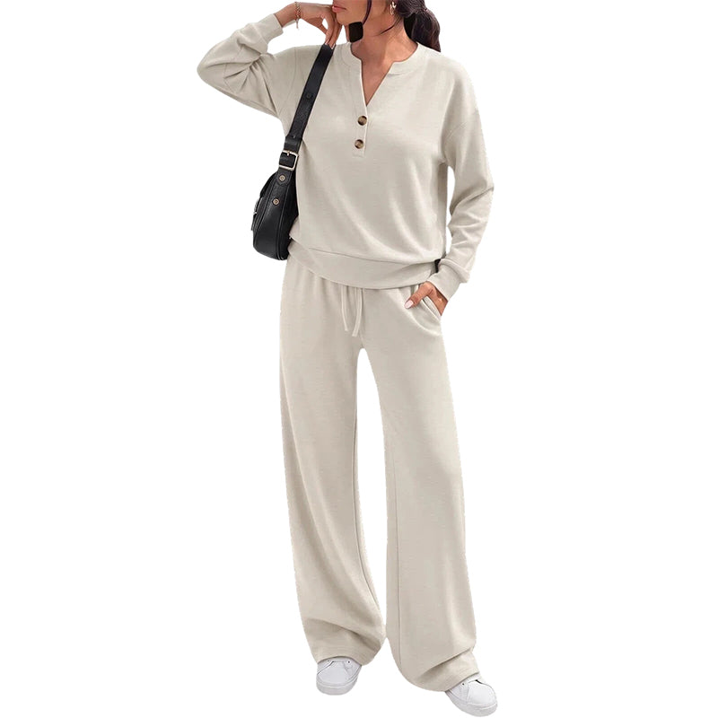 🖤 BLACK FRIDAY SALE 🖤 ☁️ Women's Top & Wide-Leg Pants Set | Relaxed Fit & Effortless Style