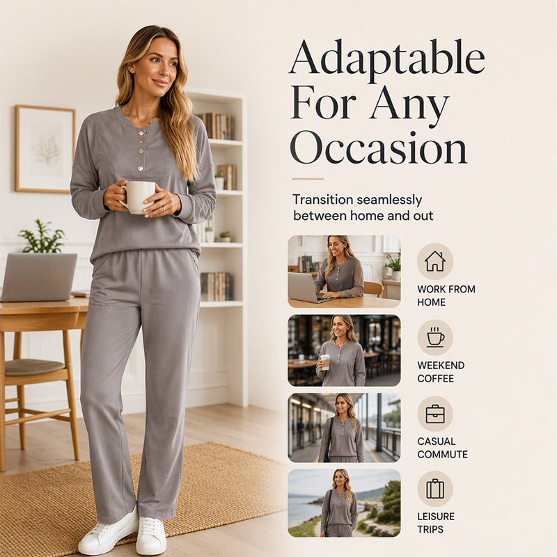 🔥 FINAL HOURS — Women's Half-Button Sweatshirt & Sweatpants Set👗✨