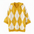 Women's Casual Plaid Hooded Knitted Sweater