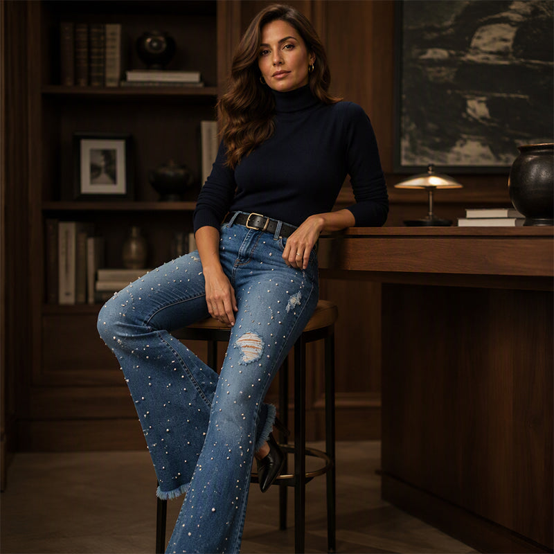 👖 💎 Women’s High-Waisted Distressed Flare Jeans