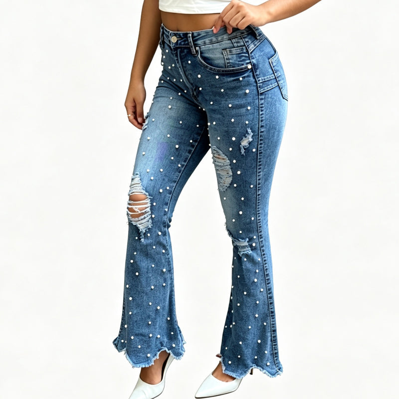 👖 💎 Women’s High-Waisted Distressed Flare Jeans