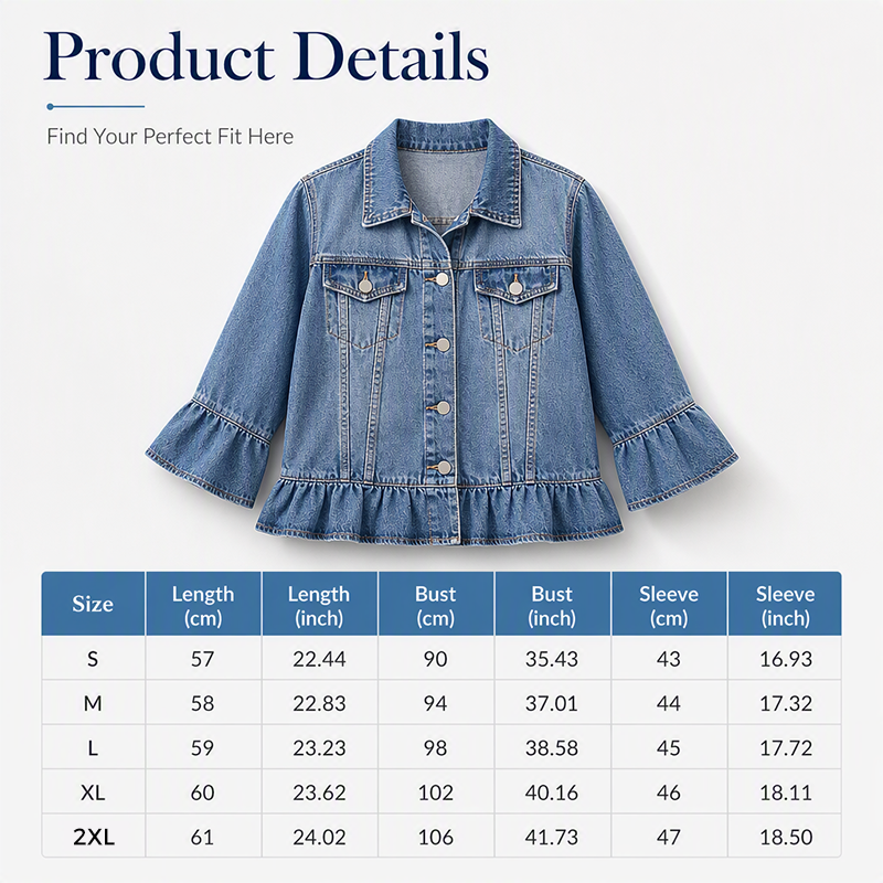 👚✨Women's Cropped Denim Jacket with Ruffle Hem