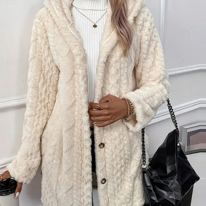🖤 BLACK FRIDAY SALE 🖤 ☁️ Women's Hooded Plush Fleece Button Jacket | Cozy Warmth & Stylish Comfort