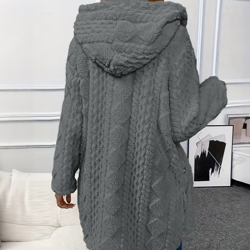 🖤 BLACK FRIDAY SALE 🖤 ☁️ Women's Hooded Plush Fleece Button Jacket | Cozy Warmth & Stylish Comfort