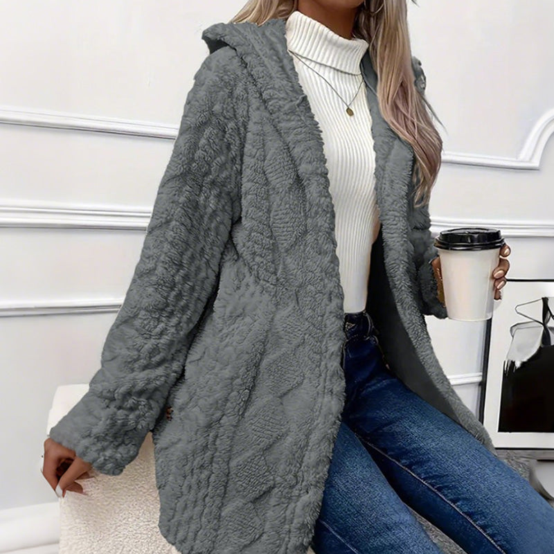 🖤 BLACK FRIDAY SALE 🖤 ☁️ Women's Hooded Plush Fleece Button Jacket | Cozy Warmth & Stylish Comfort