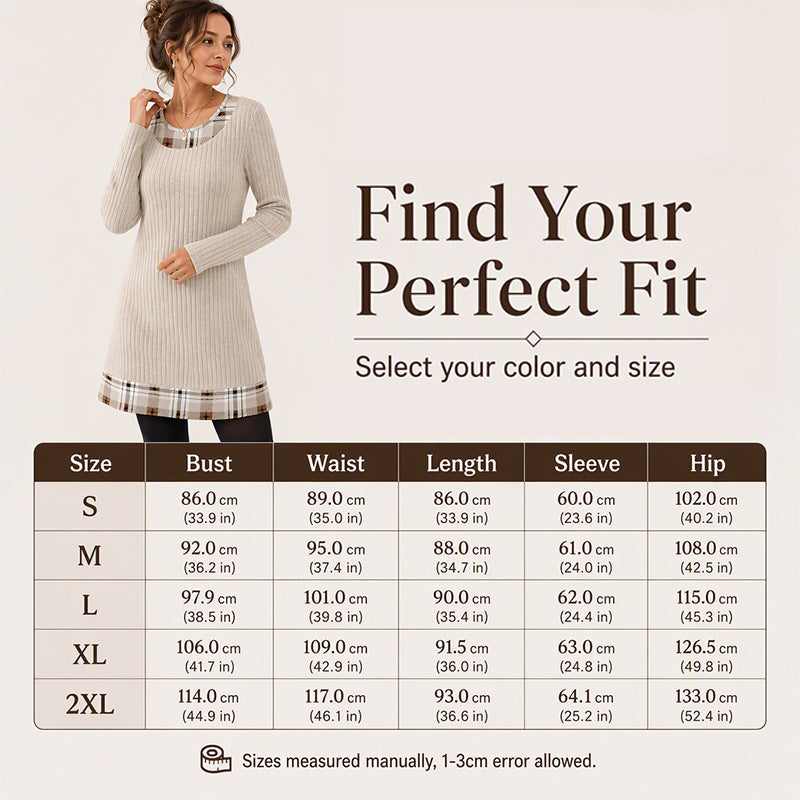 🔥 FINAL HOURS — Women's Casual Plaid Patchwork Knit Dress | Cozy & Chic Everyday Style