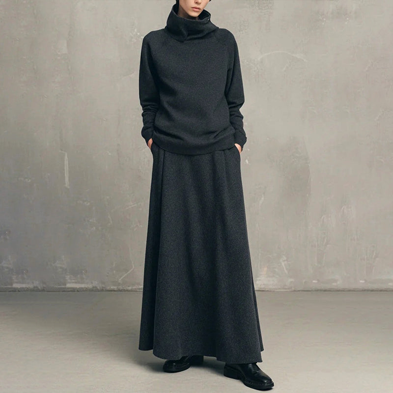 🔥 FINAL HOURS — Women's Turtleneck Top & Maxi Skirt Set | Chic & Effortless Everyday Style