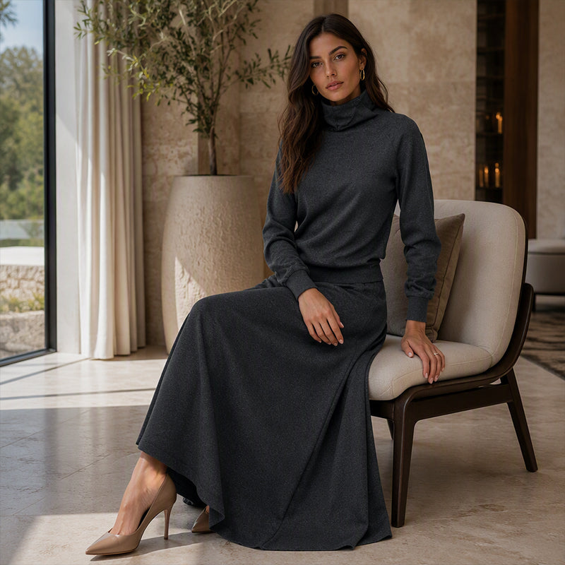 🔥 FINAL HOURS — Women's Turtleneck Top & Maxi Skirt Set | Chic & Effortless Everyday Style