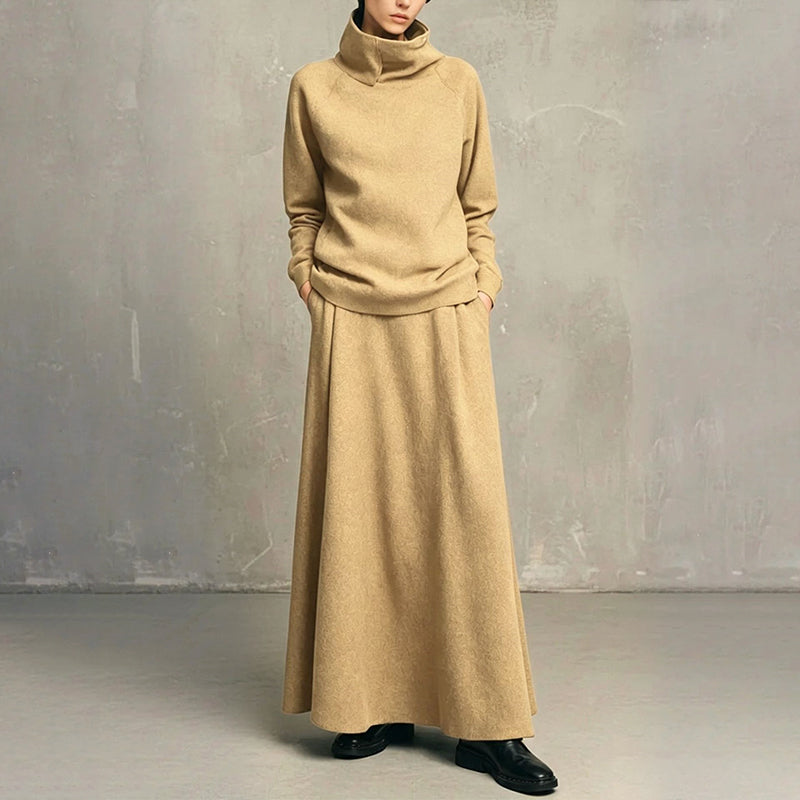 🔥 FINAL HOURS — Women's Turtleneck Top & Maxi Skirt Set | Chic & Effortless Everyday Style