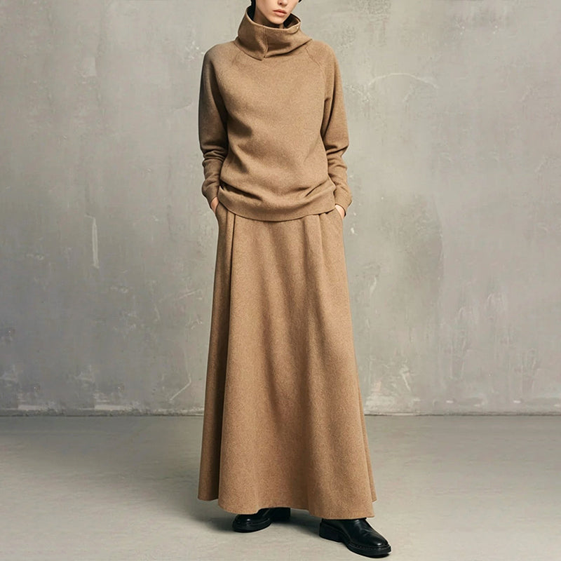 🔥 FINAL HOURS — Women's Turtleneck Top & Maxi Skirt Set | Chic & Effortless Everyday Style