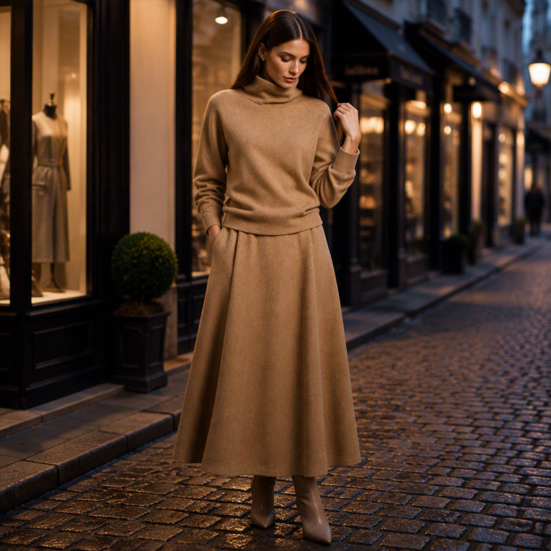 🔥 FINAL HOURS — Women's Turtleneck Top & Maxi Skirt Set | Chic & Effortless Everyday Style