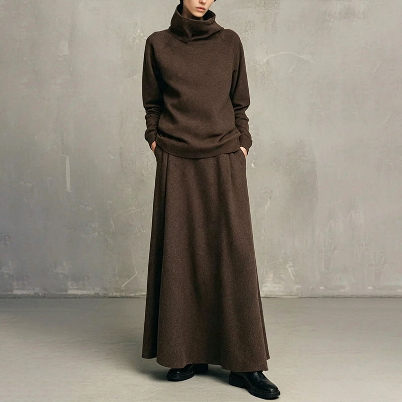 🔥 FINAL HOURS — Women's Turtleneck Top & Maxi Skirt Set | Chic & Effortless Everyday Style