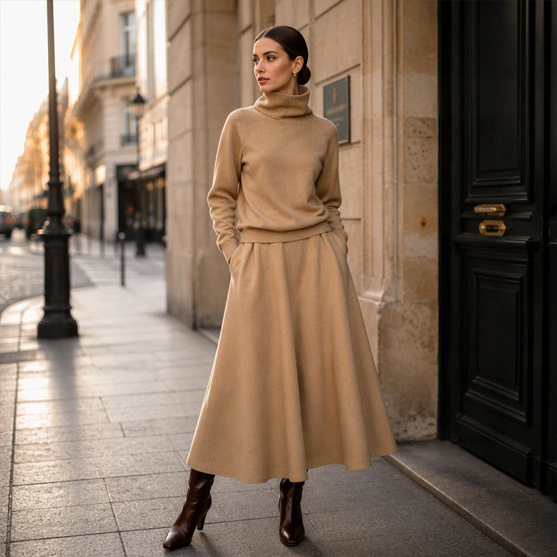 🔥 FINAL HOURS — Women's Turtleneck Top & Maxi Skirt Set | Chic & Effortless Everyday Style