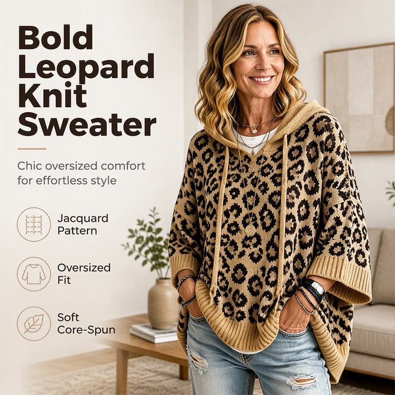 🔥 FINAL HOURS — Women's Leopard Print Knit Hoodie | Cozy & Chic Everyday Style