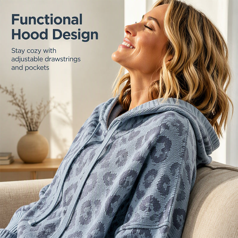 🔥 FINAL HOURS — Women's Leopard Print Knit Hoodie | Cozy & Chic Everyday Style