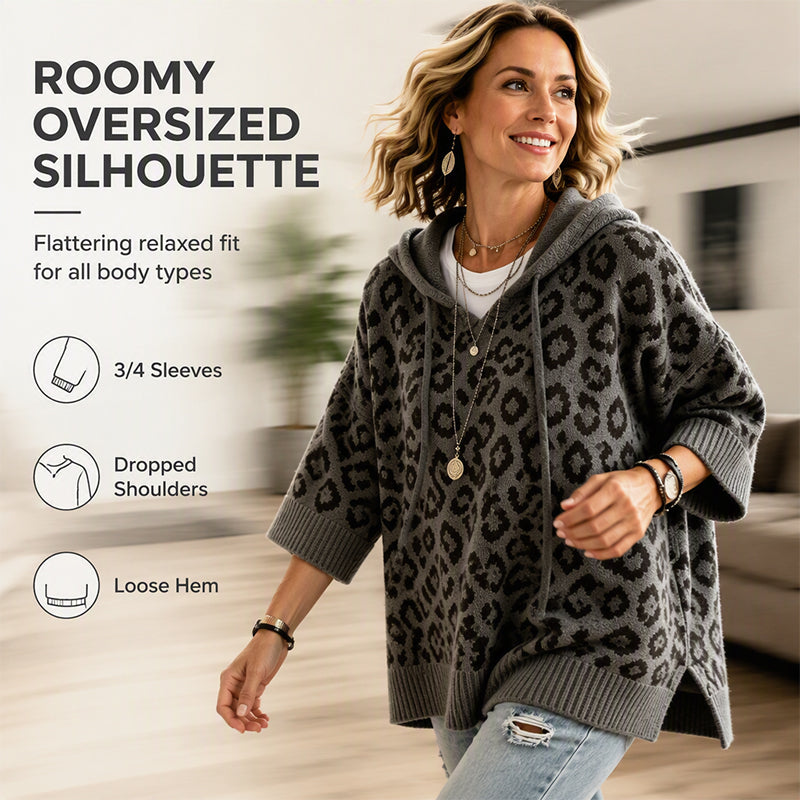 🔥 FINAL HOURS — Women's Leopard Print Knit Hoodie | Cozy & Chic Everyday Style