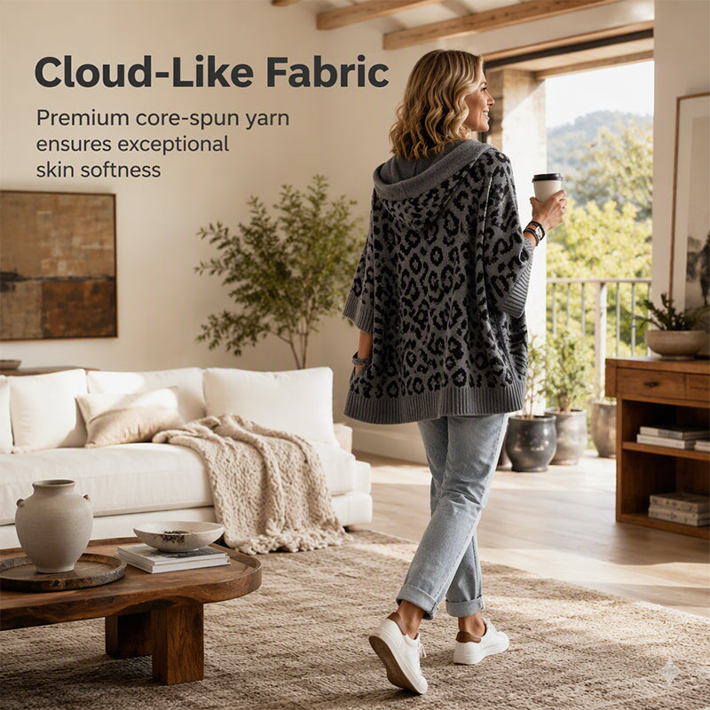🔥 FINAL HOURS — Women's Leopard Print Knit Hoodie | Cozy & Chic Everyday Style