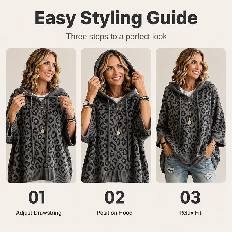 🔥 FINAL HOURS — Women's Leopard Print Knit Hoodie | Cozy & Chic Everyday Style