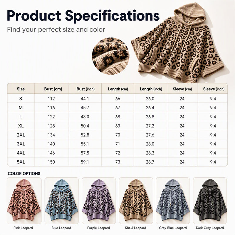🔥 FINAL HOURS — Women's Leopard Print Knit Hoodie | Cozy & Chic Everyday Style