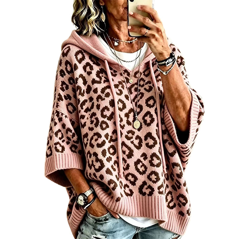 🔥 FINAL HOURS — Women's Leopard Print Knit Hoodie | Cozy & Chic Everyday Style