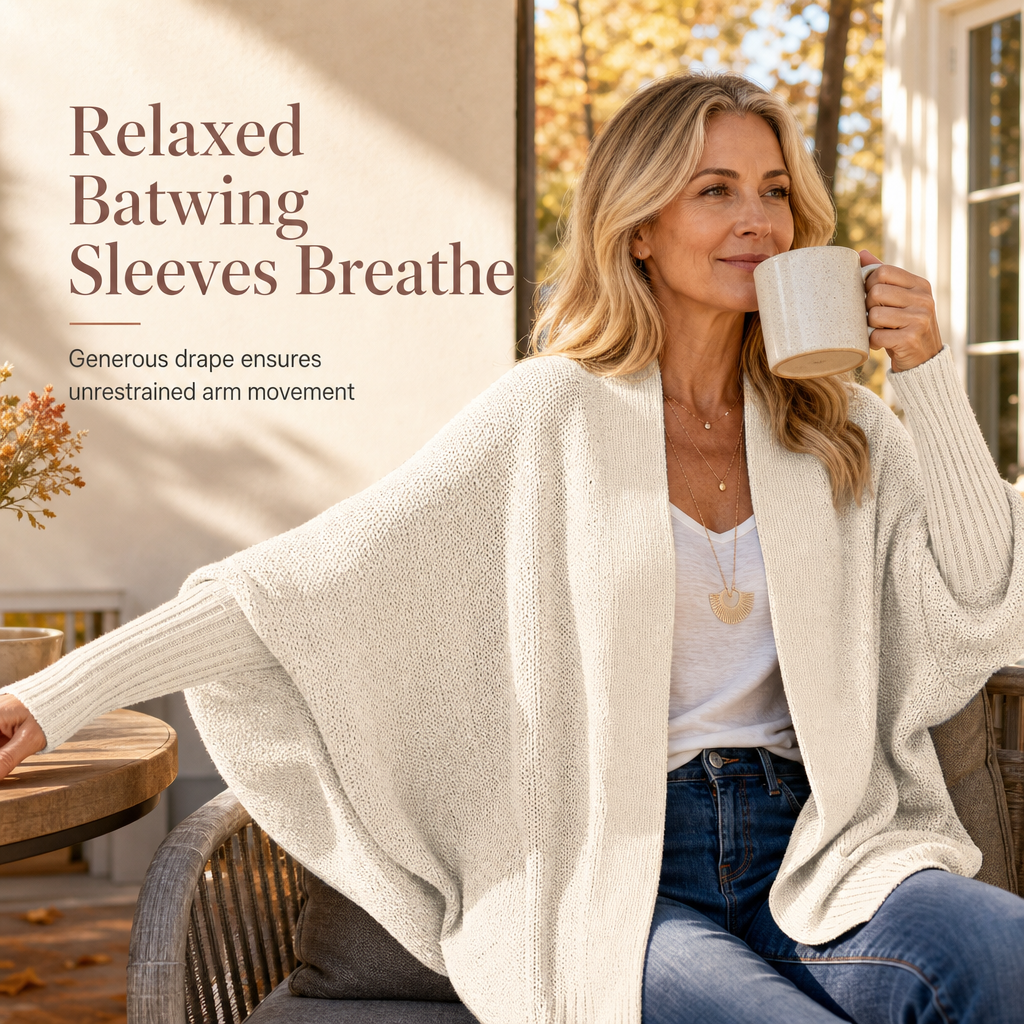 🔥 FINAL HOURS — Women's Batwing Sleeve Knit Cardigan | Open Front & Relaxed Fit