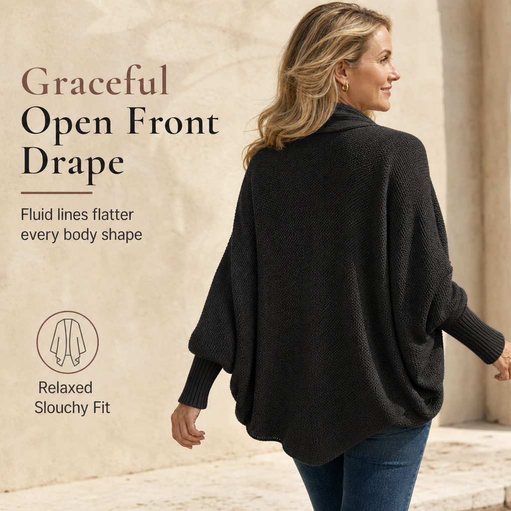 🔥 FINAL HOURS — Women's Batwing Sleeve Knit Cardigan | Open Front & Relaxed Fit