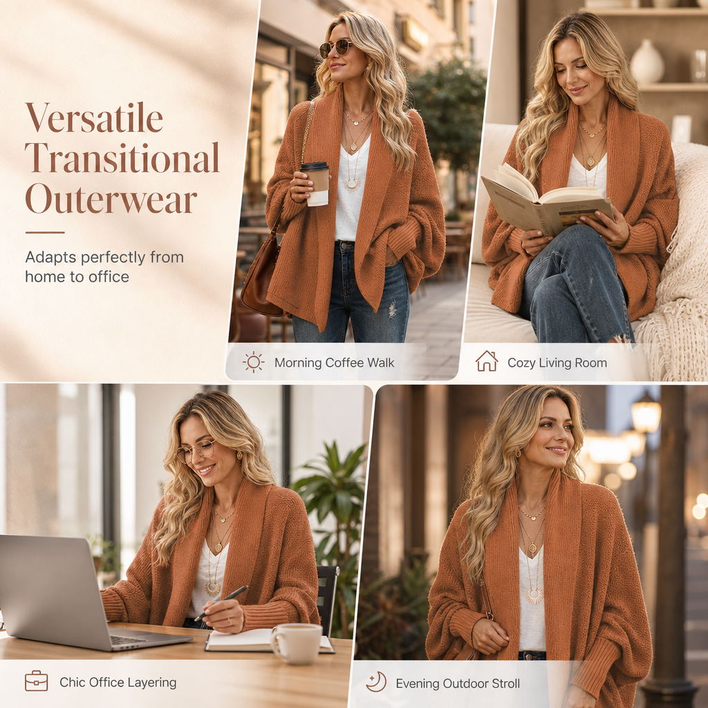 🔥 FINAL HOURS — Women's Batwing Sleeve Knit Cardigan | Open Front & Relaxed Fit