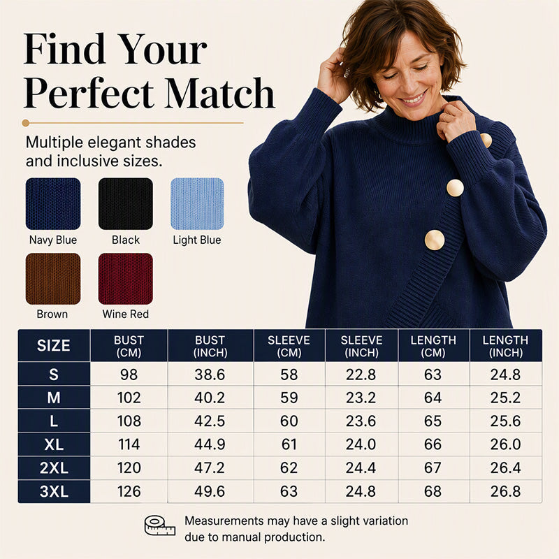 🔥 FINAL HOURS — Women's Asymmetric Hem Mock Neck Sweater | Chic & Cozy Knit Style