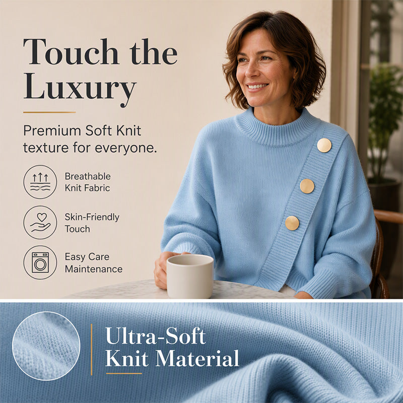 🔥 FINAL HOURS — Women's Asymmetric Hem Mock Neck Sweater | Chic & Cozy Knit Style