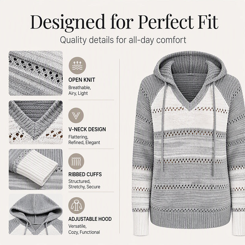 🔥 FINAL HOURS — Women's Color Block Knit Hoodie | Cozy & Chic Everyday Style