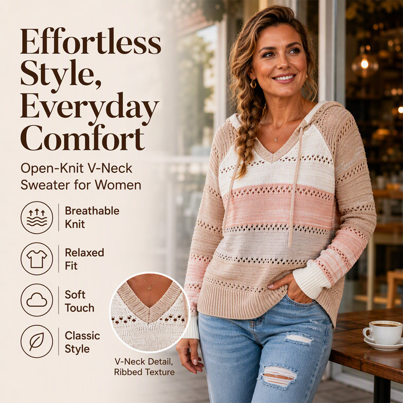 🔥 FINAL HOURS — Women's Color Block Knit Hoodie | Cozy & Chic Everyday Style