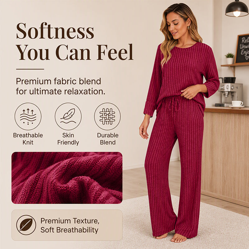 🔥 FINAL HOURS — Women's Ribbed Knit Top & Straight-Leg Pants Set | Cozy & Effortless Style