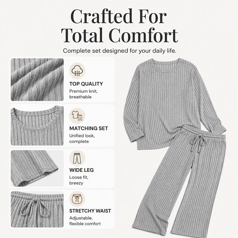 🔥 FINAL HOURS — Women's Ribbed Knit Top & Straight-Leg Pants Set | Cozy & Effortless Style