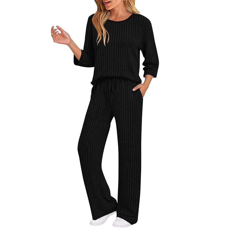 🔥 FINAL HOURS — Women's Ribbed Knit Top & Straight-Leg Pants Set | Cozy & Effortless Style
