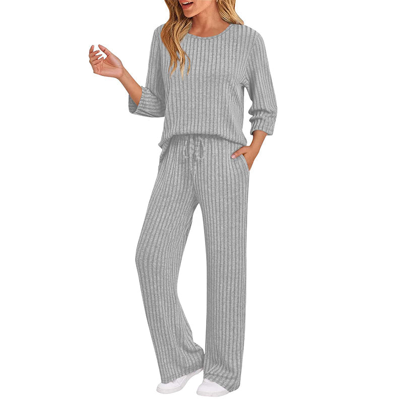 🔥 FINAL HOURS — Women's Ribbed Knit Top & Straight-Leg Pants Set | Cozy & Effortless Style