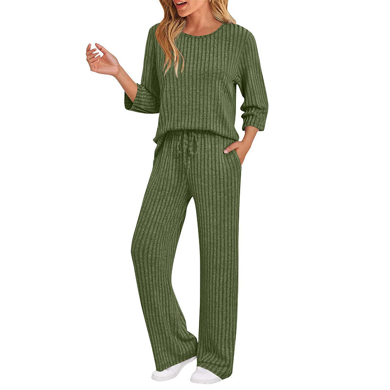 🔥 FINAL HOURS — Women's Ribbed Knit Top & Straight-Leg Pants Set | Cozy & Effortless Style