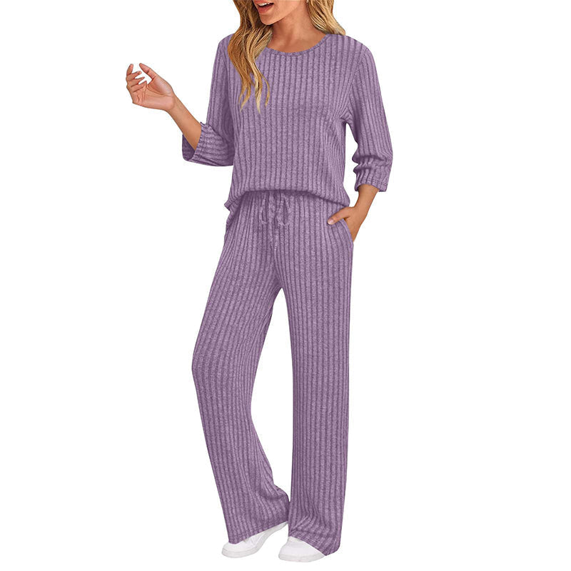 🔥 FINAL HOURS — Women's Ribbed Knit Top & Straight-Leg Pants Set | Cozy & Effortless Style