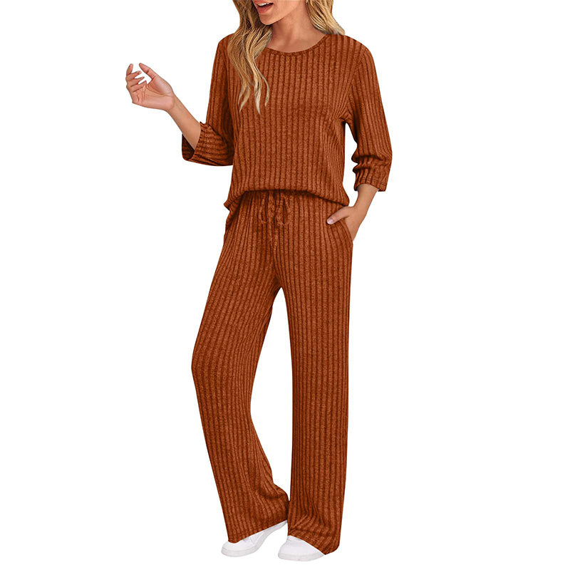 🔥 FINAL HOURS — Women's Ribbed Knit Top & Straight-Leg Pants Set | Cozy & Effortless Style