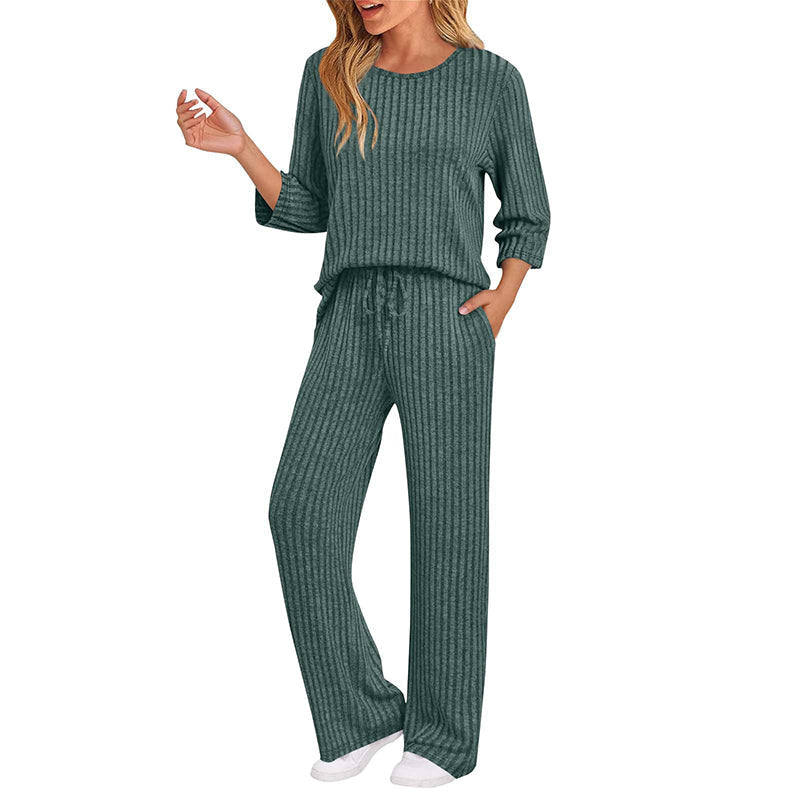 🔥 FINAL HOURS — Women's Ribbed Knit Top & Straight-Leg Pants Set | Cozy & Effortless Style