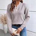 🖤 BLACK FRIDAY SALE 🖤 ☁️ Women's Mock Neck Knit Sweater | Elegant Lace Trim & Cozy Comfort