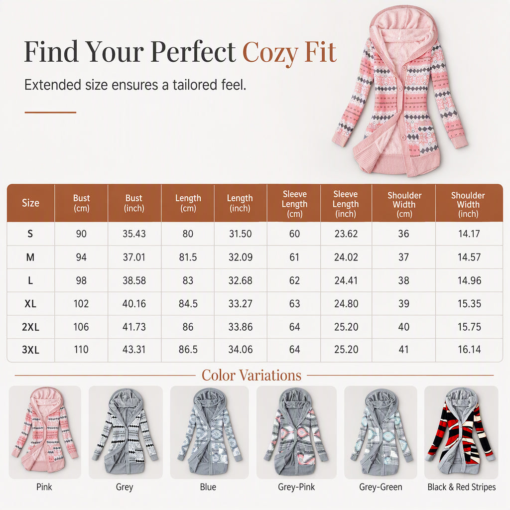 🖤 BLACK FRIDAY SALE 🖤 ☁️ Women's Mid-Length Hooded Knit Jacket | Cotton Lining & Cozy Comfort