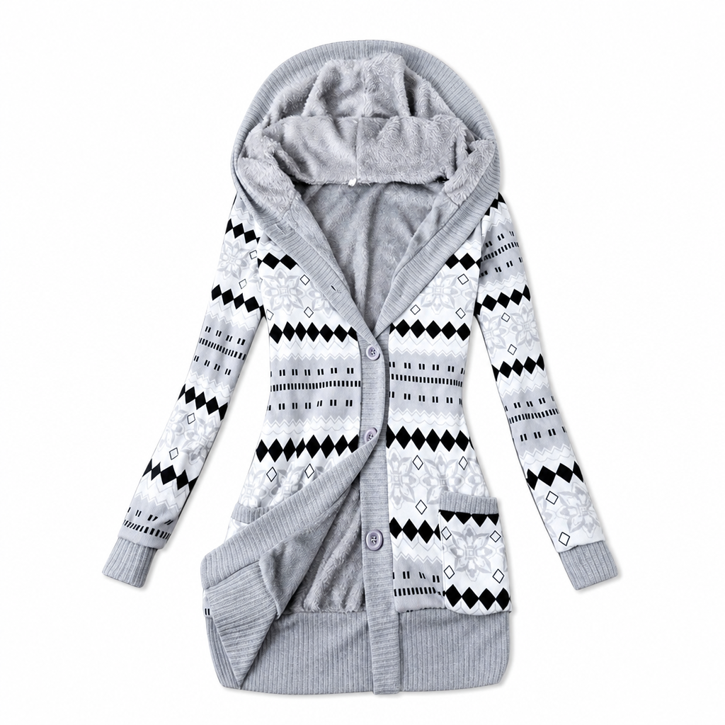 🖤 BLACK FRIDAY SALE 🖤 ☁️ Women's Mid-Length Hooded Knit Jacket | Cotton Lining & Cozy Comfort
