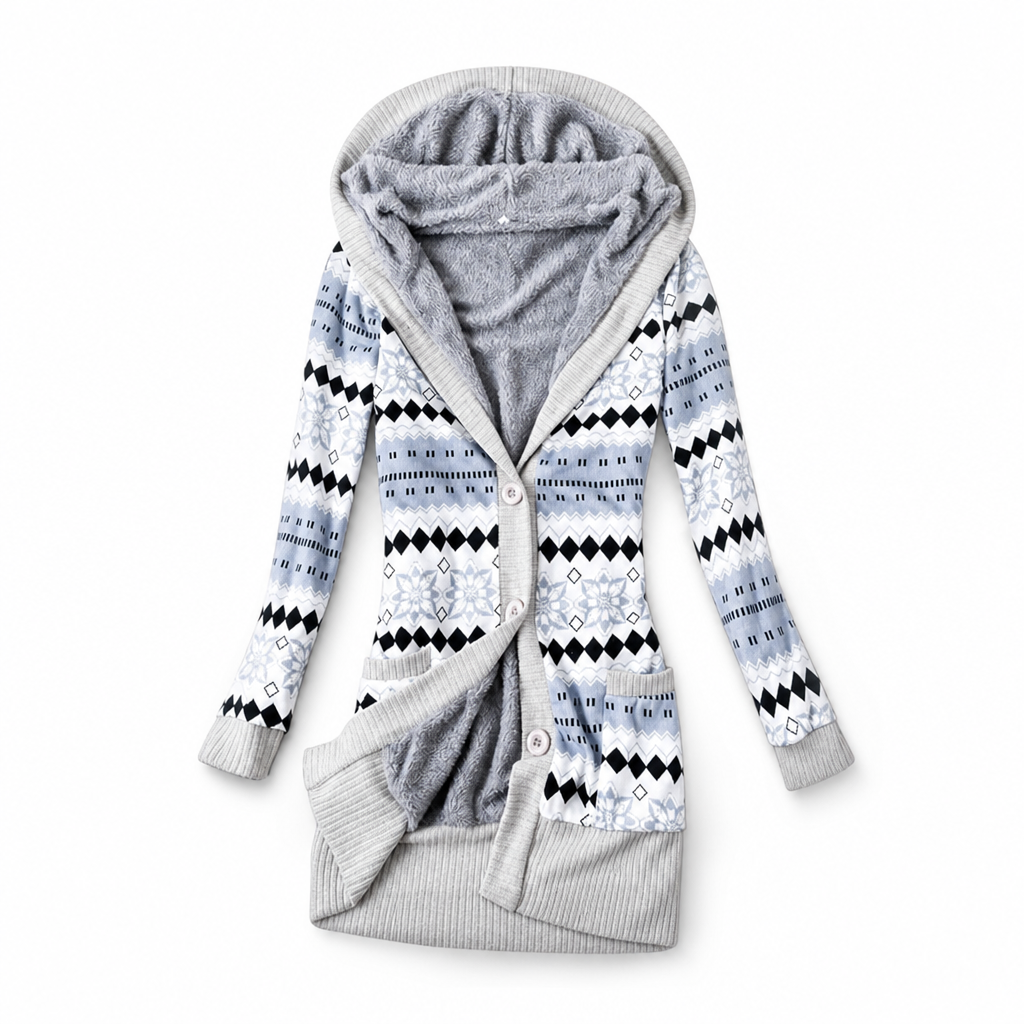 🖤 BLACK FRIDAY SALE 🖤 ☁️ Women's Mid-Length Hooded Knit Jacket | Cotton Lining & Cozy Comfort